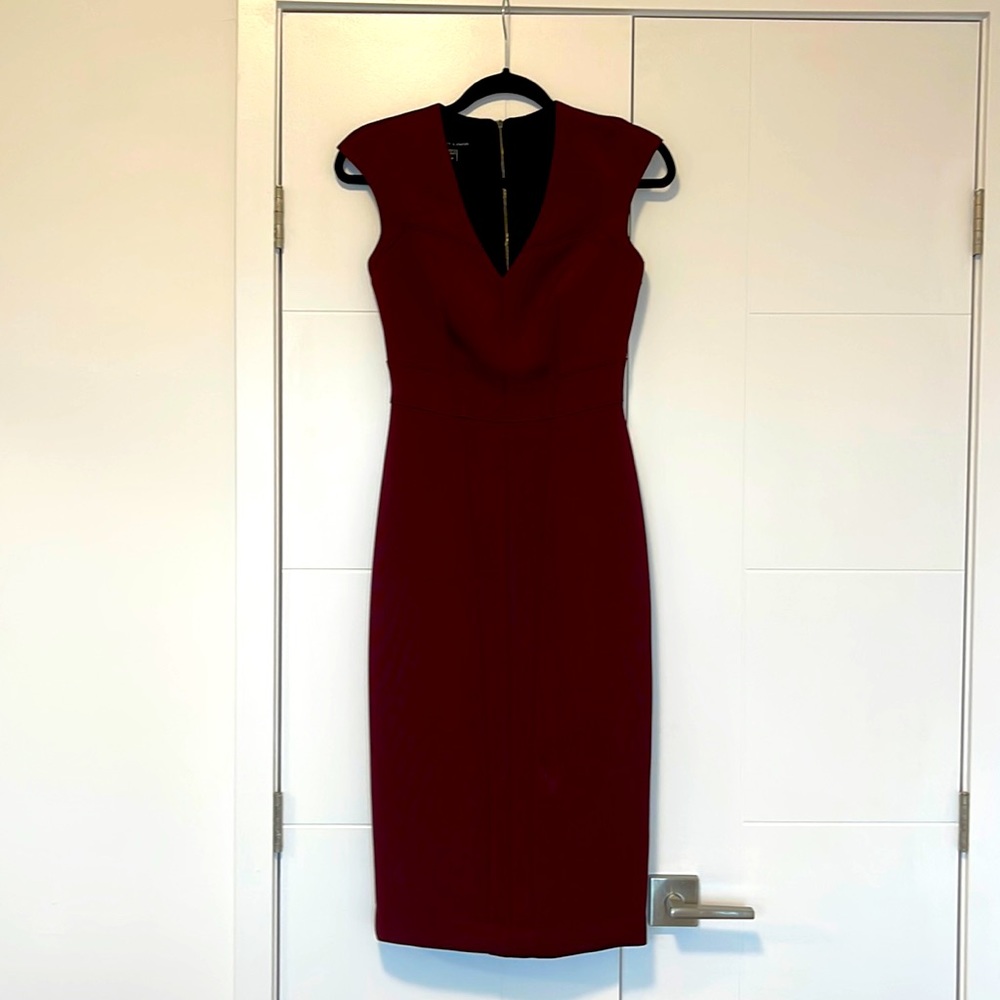 Judith & Charles Burgundy Sheath Dress, Size 0